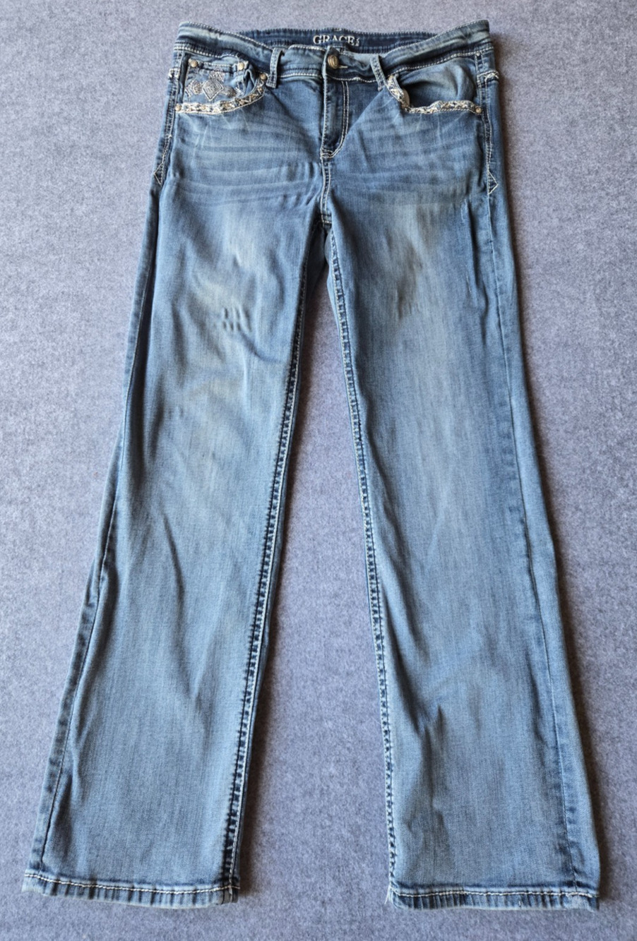 Grace In LA Jeans Women’s Jeans Size 18 Blue Boot Cut Embellished Western 34x30
